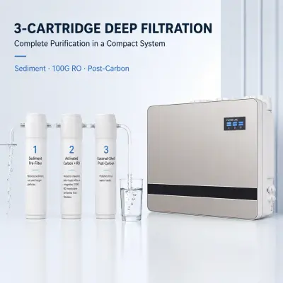 3-Stage 100G Under-Sink RO Water Purifier with Pressure Tank