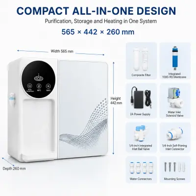 100G Countertop RO Water Purifier with Touchscreen & Temperature Control