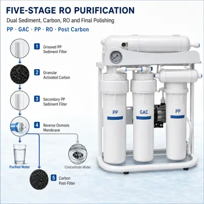 Five stage RO water purification