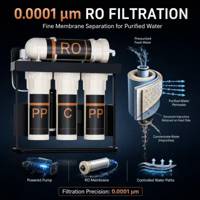 RO water filtration technology 0.0001 micron