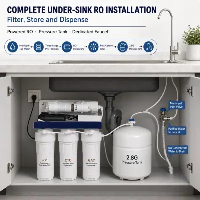 Complete under-sink RO installation example
