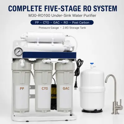 M30-RO100 100 GPD 5-Stage RO Purifier with Display Control Box