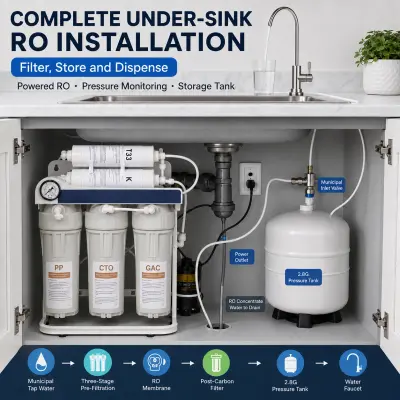 Complete under-sink RO installation example