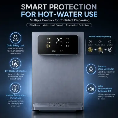 Water dispenser safety and smart control