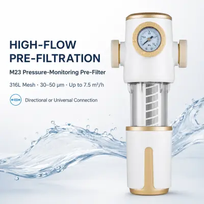 Prefiltro M23 de 316L con opciones de conexión