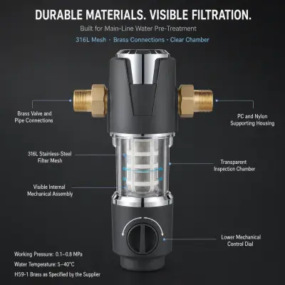 Water filter materials and visible filtration