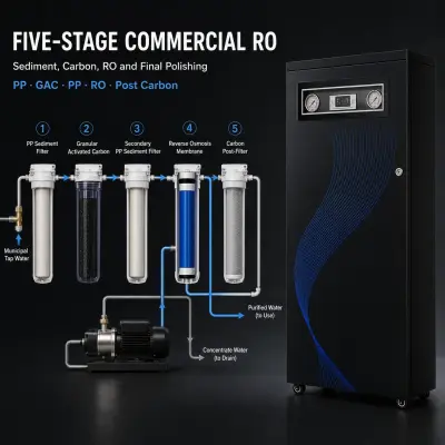 Five-stage commercial RO water purification system