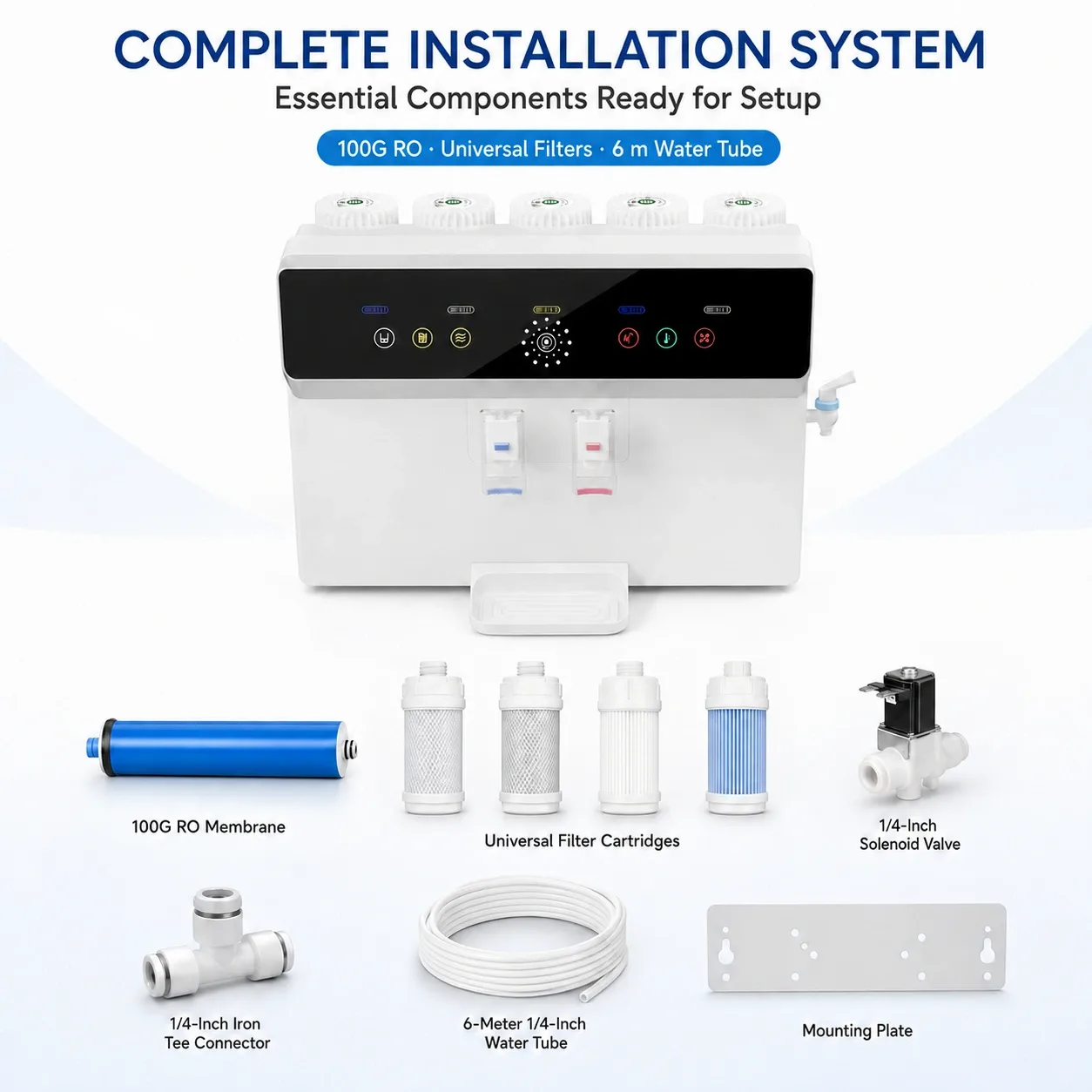 100G Under-Sink RO Water Purifier with Pressure Tank