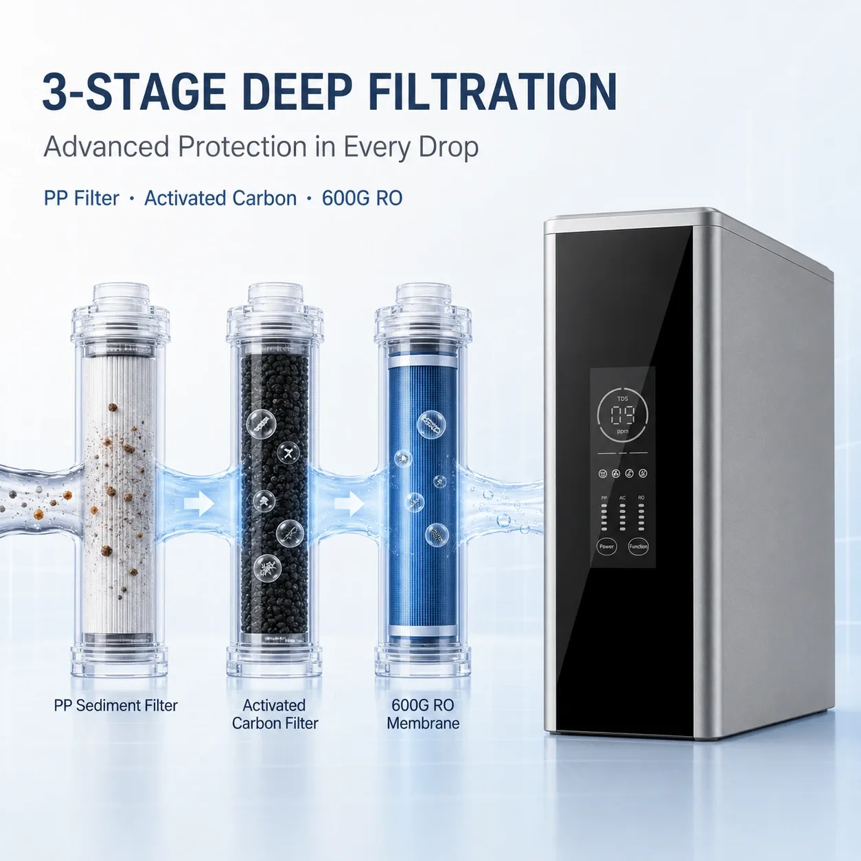 600G Tankless Under-Sink RO Water Purifier with Universal Filters