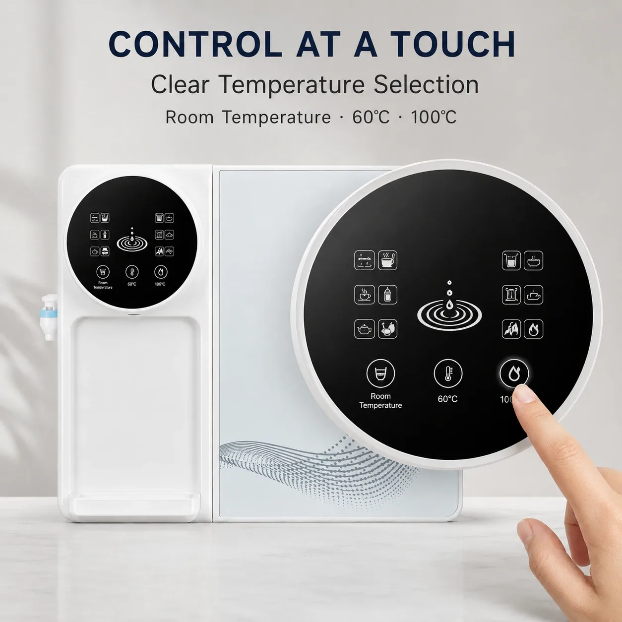 100G Countertop RO Water Purifier with Touchscreen & Temperature Control