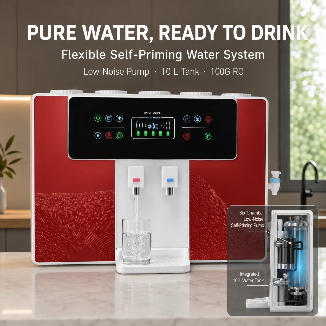 100G Smart RO Water Purifier with Large Touchscreen & Optional Ice Maker