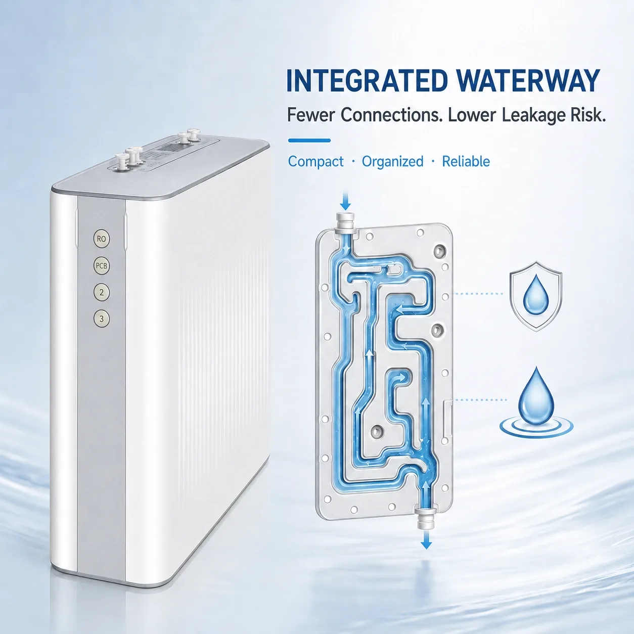 100G Compact RO Water Purifier with Integrated Waterway
