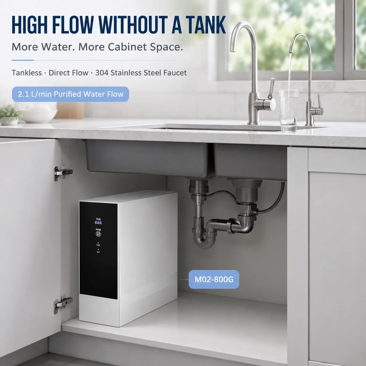 100G–800G Smart RO Water Purifier with TDS Display