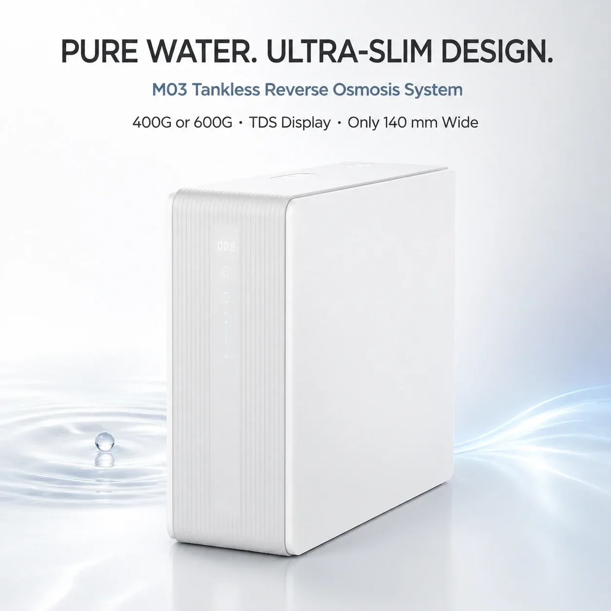 400G–600G Compact Tankless RO Water Purifier with TDS Display