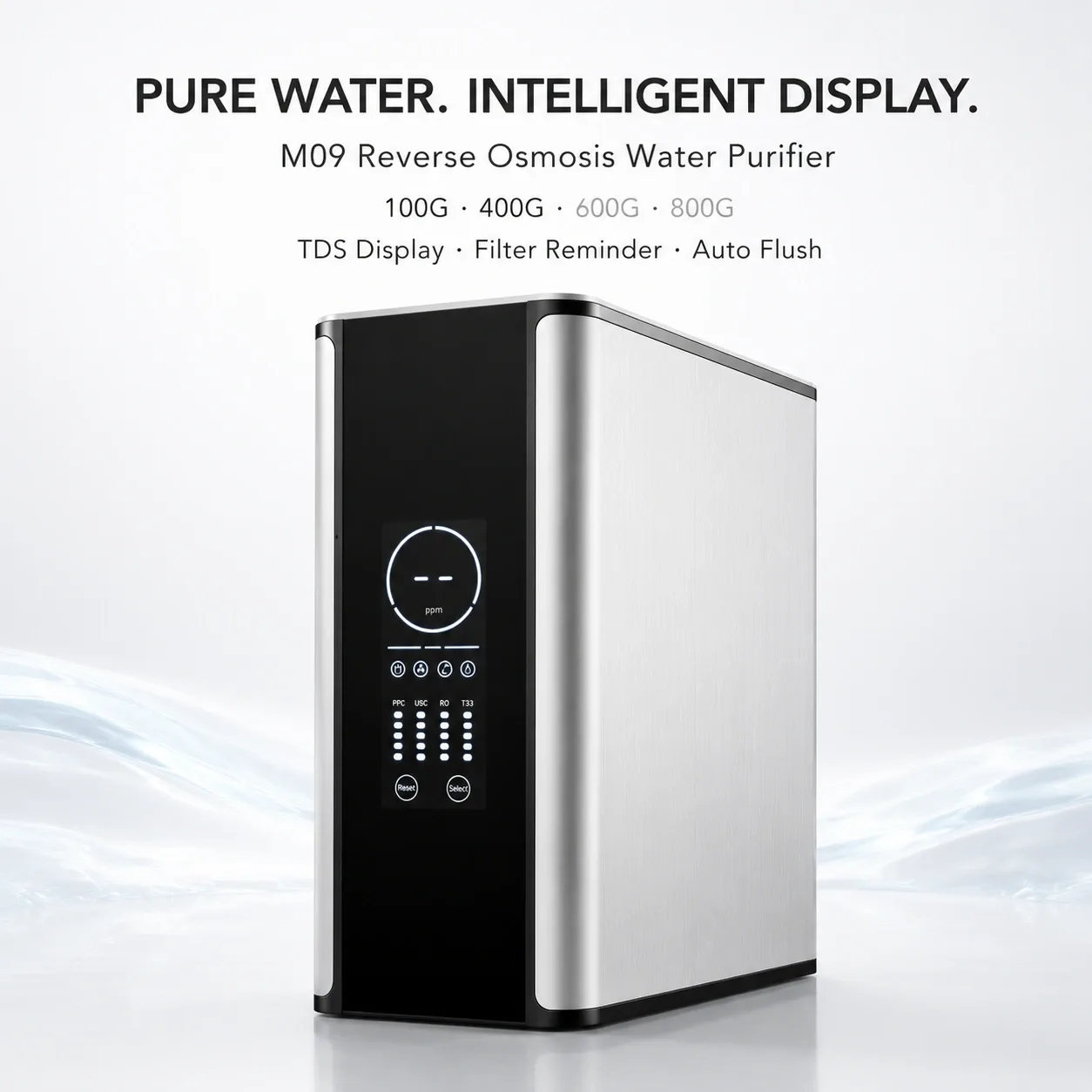 100G–800G Smart RO Water Purifier with Color Display & TDS Monitoring