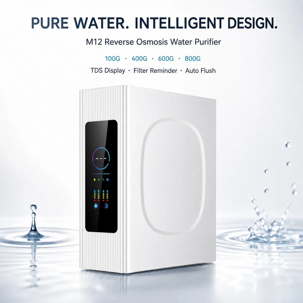 100G–800G Smart Under-Sink RO Water Purifier with Color TDS Display