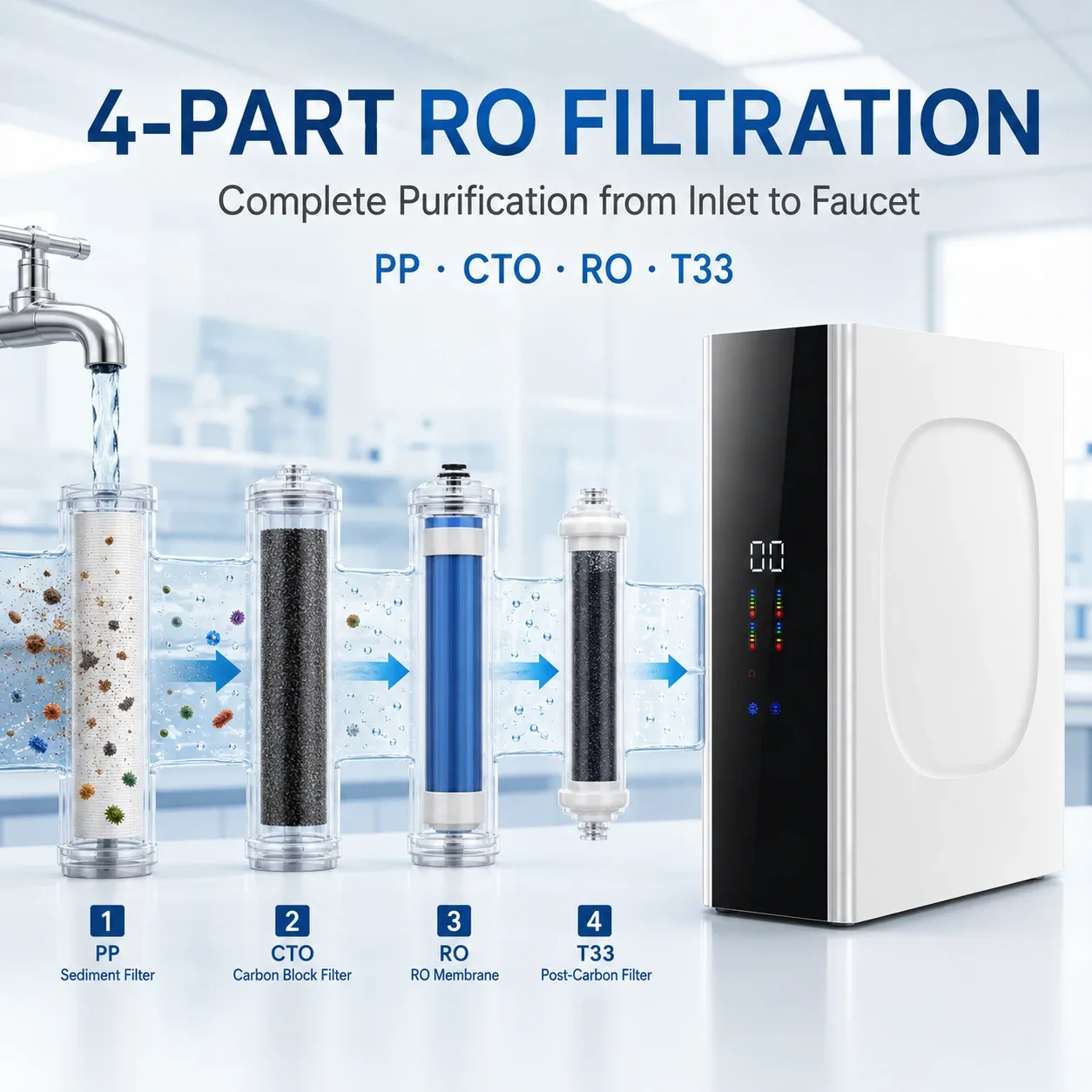 100G–800G Multi-Flow Under-Sink RO Water Purifier