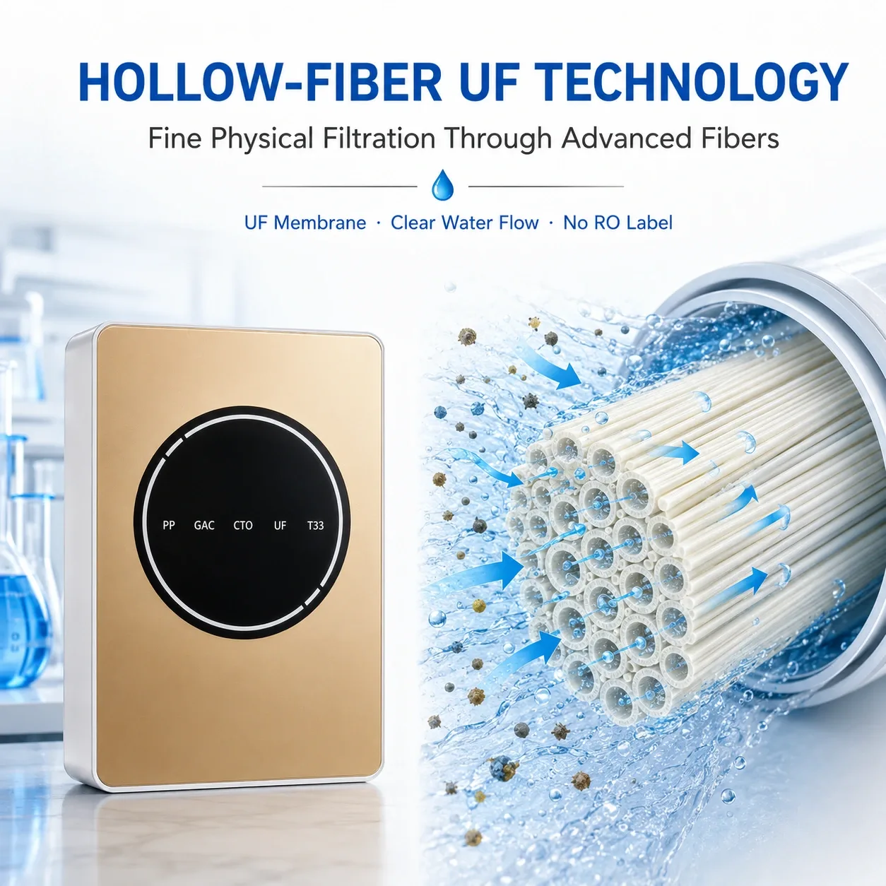 5-Stage Compact Ultrafiltration Water Purifier with Backwash