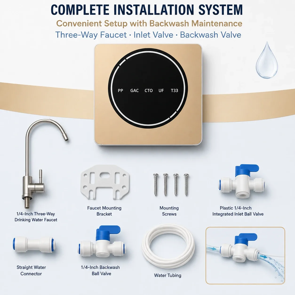 5-Stage Compact Ultrafiltration Water Purifier with Backwash