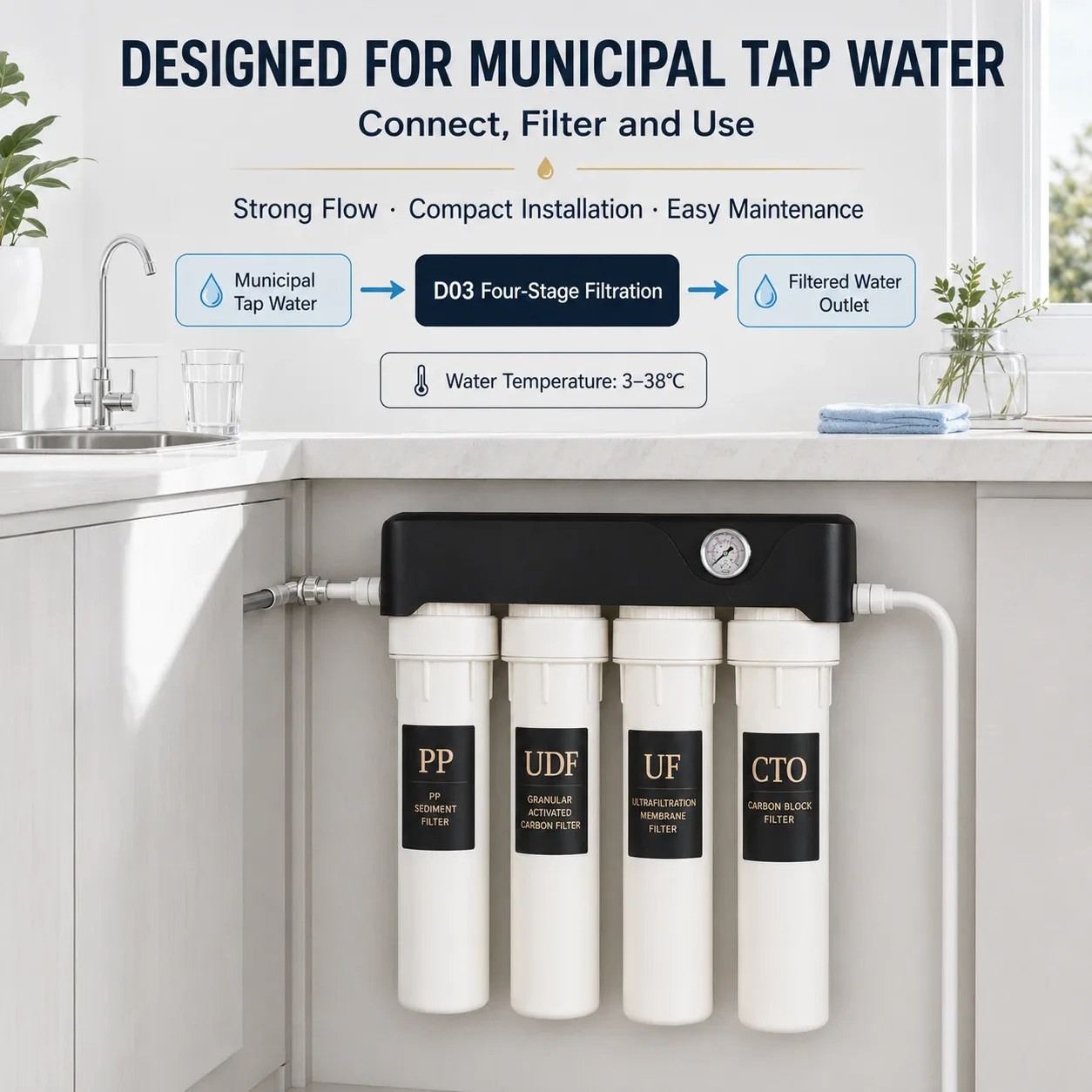 15-Inch Four-Stage Ultrafiltration Water Purifier