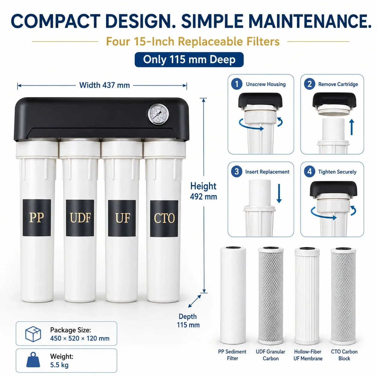 15-Inch Four-Stage Ultrafiltration Water Purifier