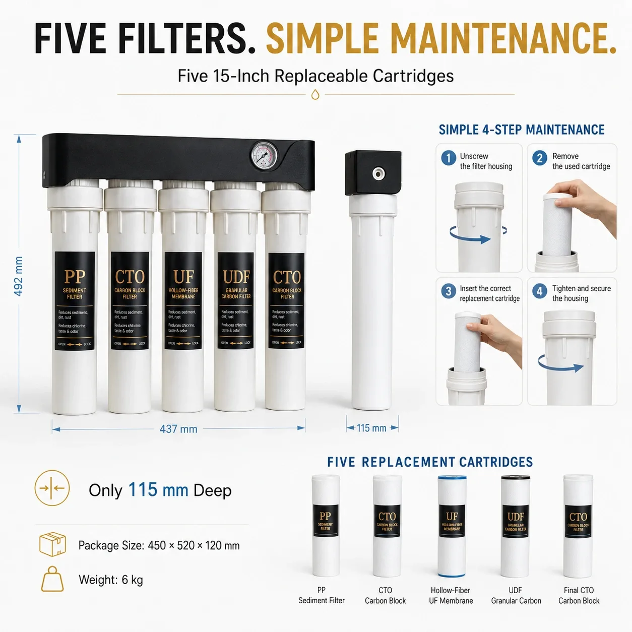 15-Inch Five-Stage Ultrafiltration Water Purifier