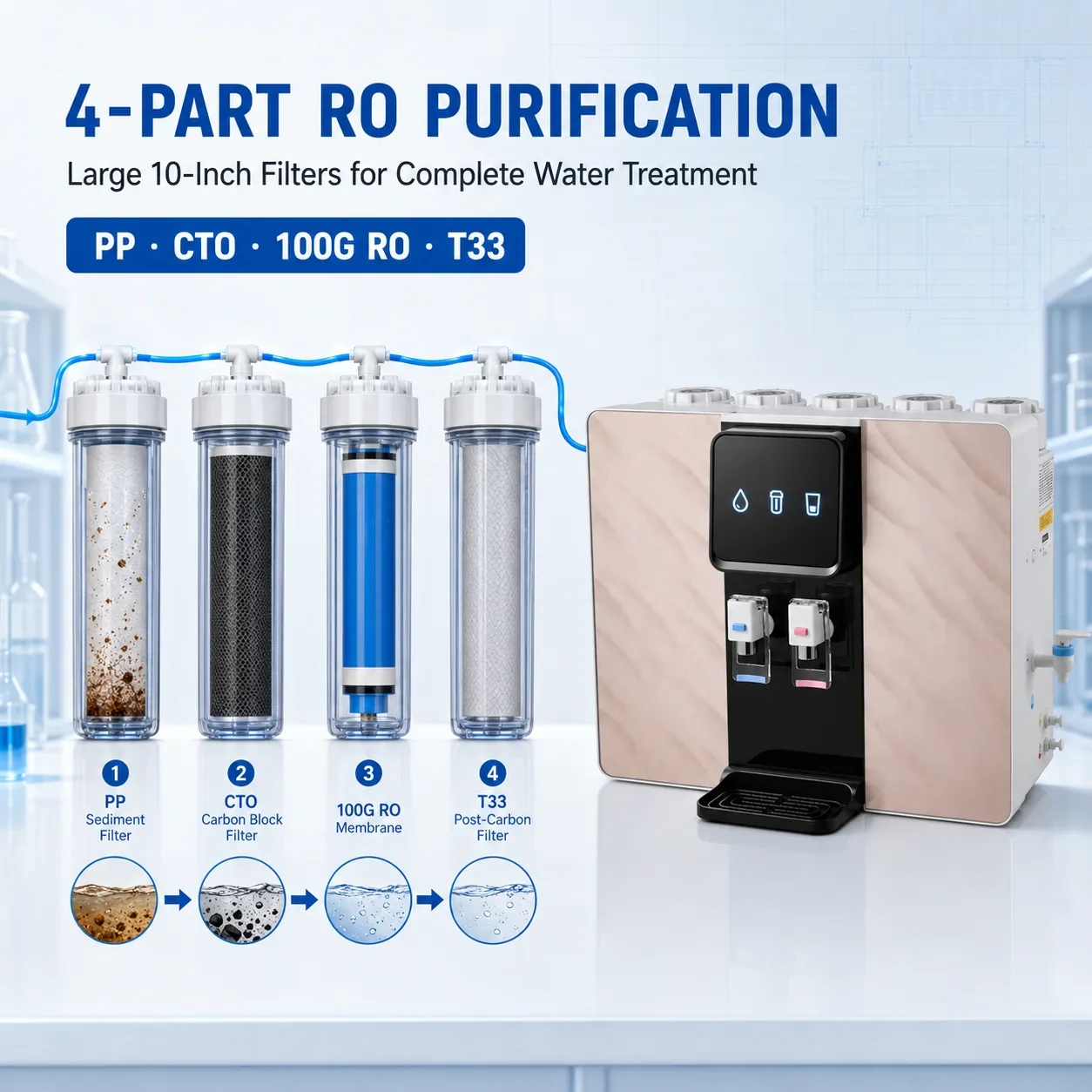100G Hot & Cold RO Water Dispenser with Three Water Outlets