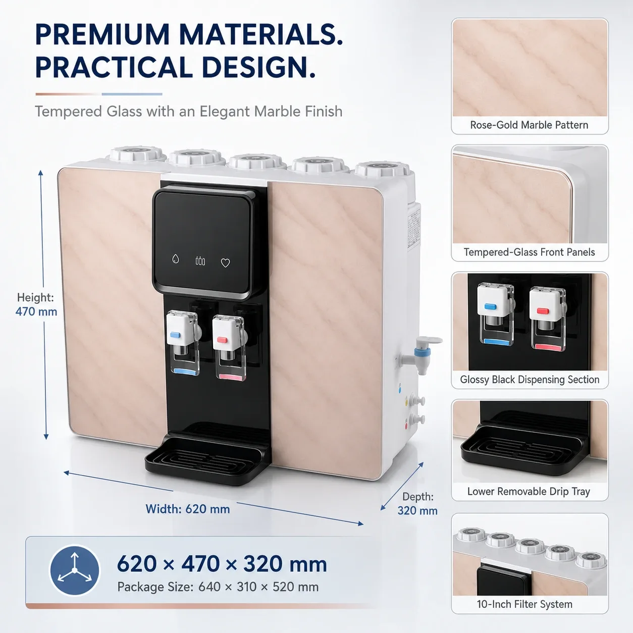 100G Hot & Cold RO Water Dispenser with Three Water Outlets
