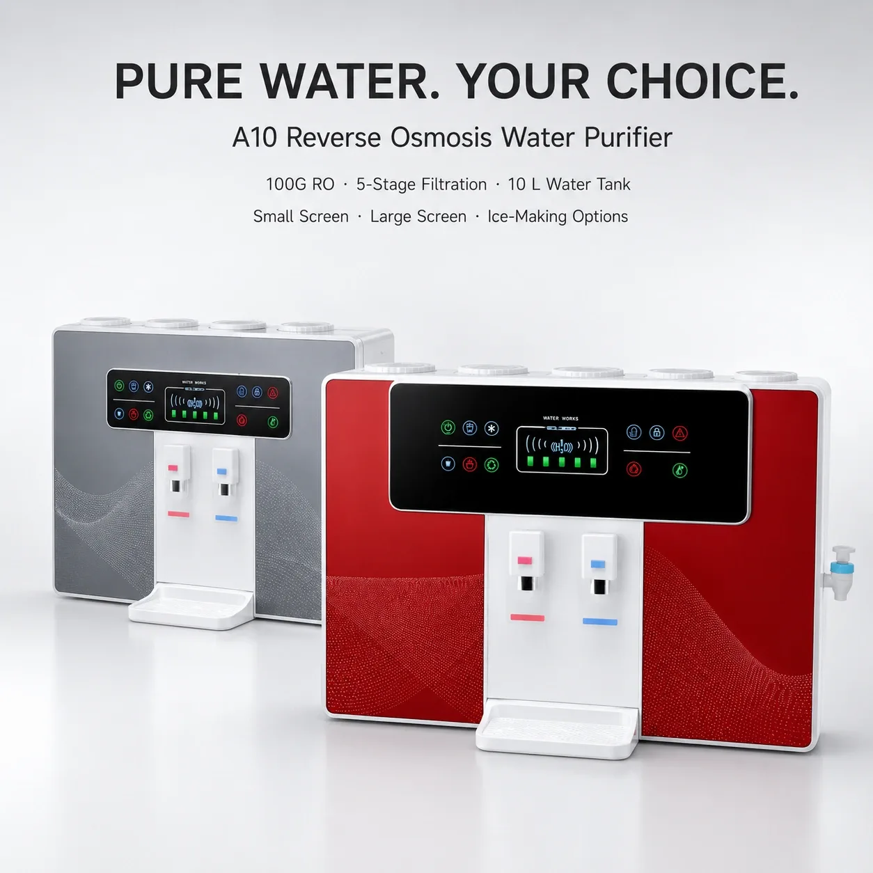 100G Smart RO Water Purifier with Large Touchscreen & Optional Ice Maker