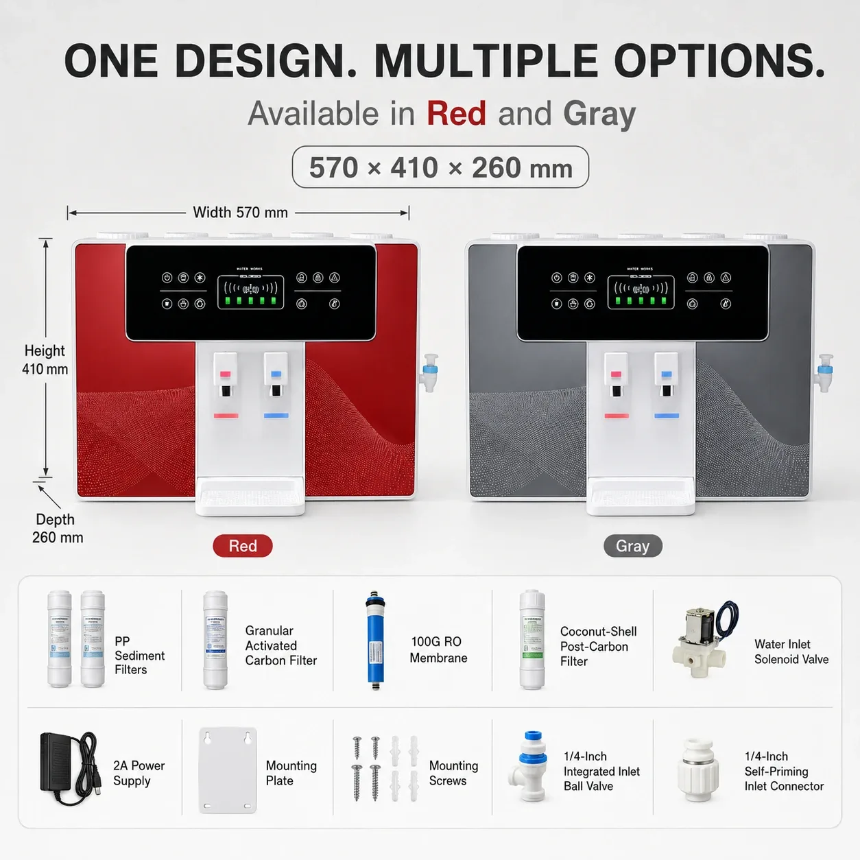 100G Smart RO Water Purifier with Large Touchscreen & Optional Ice Maker