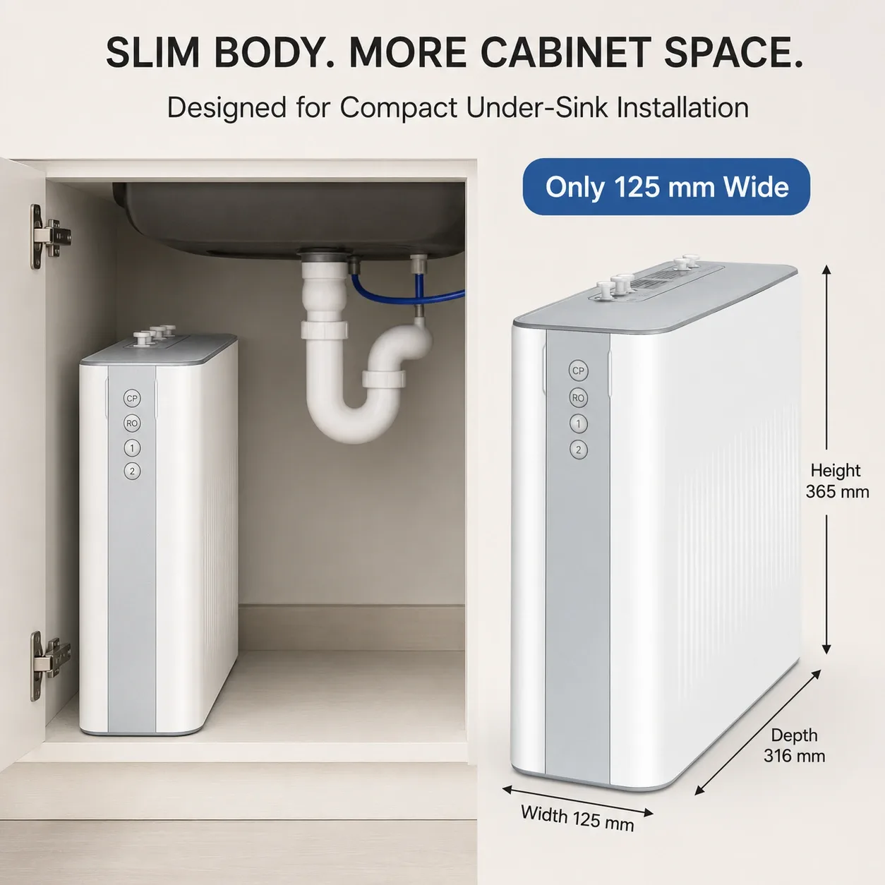 100G Compact RO Water Purifier with Integrated Waterway