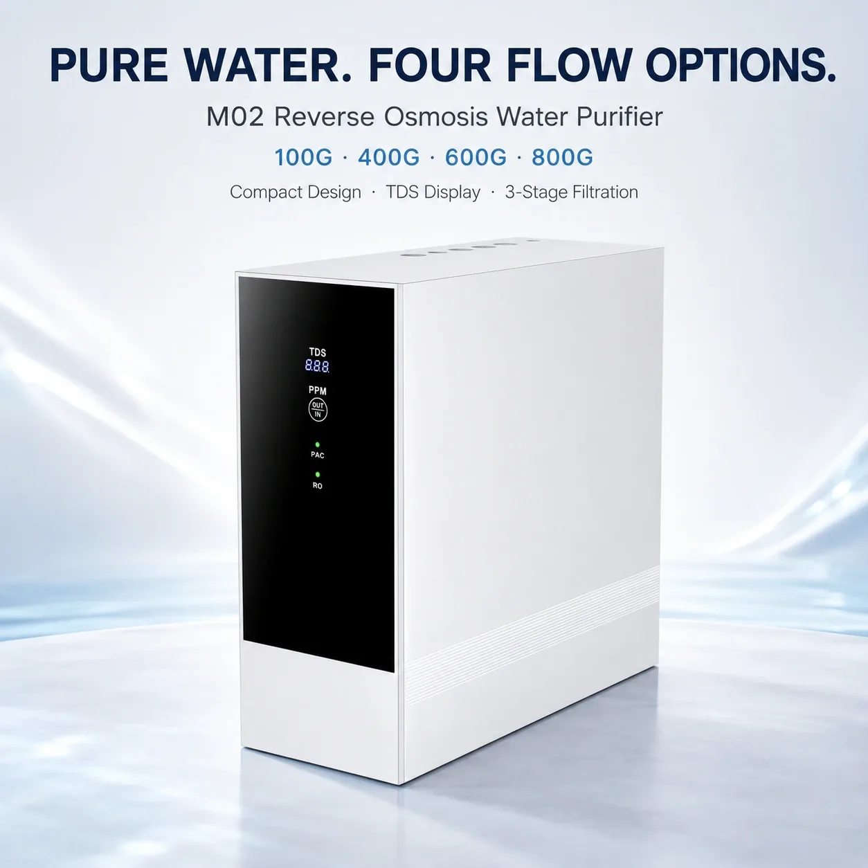 100G–800G Smart RO Water Purifier with TDS Display