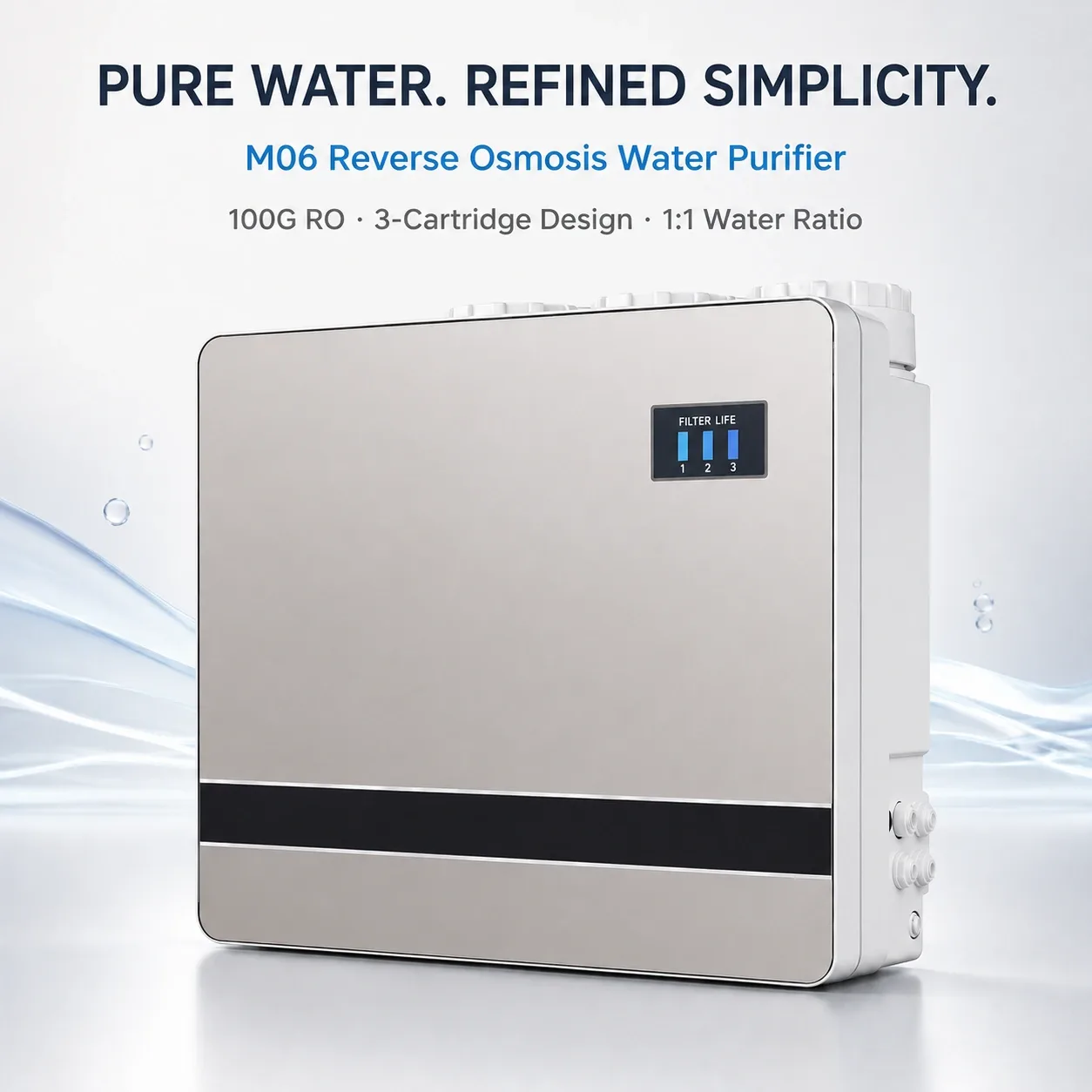 3-Stage 100G Under-Sink RO Water Purifier with Pressure Tank