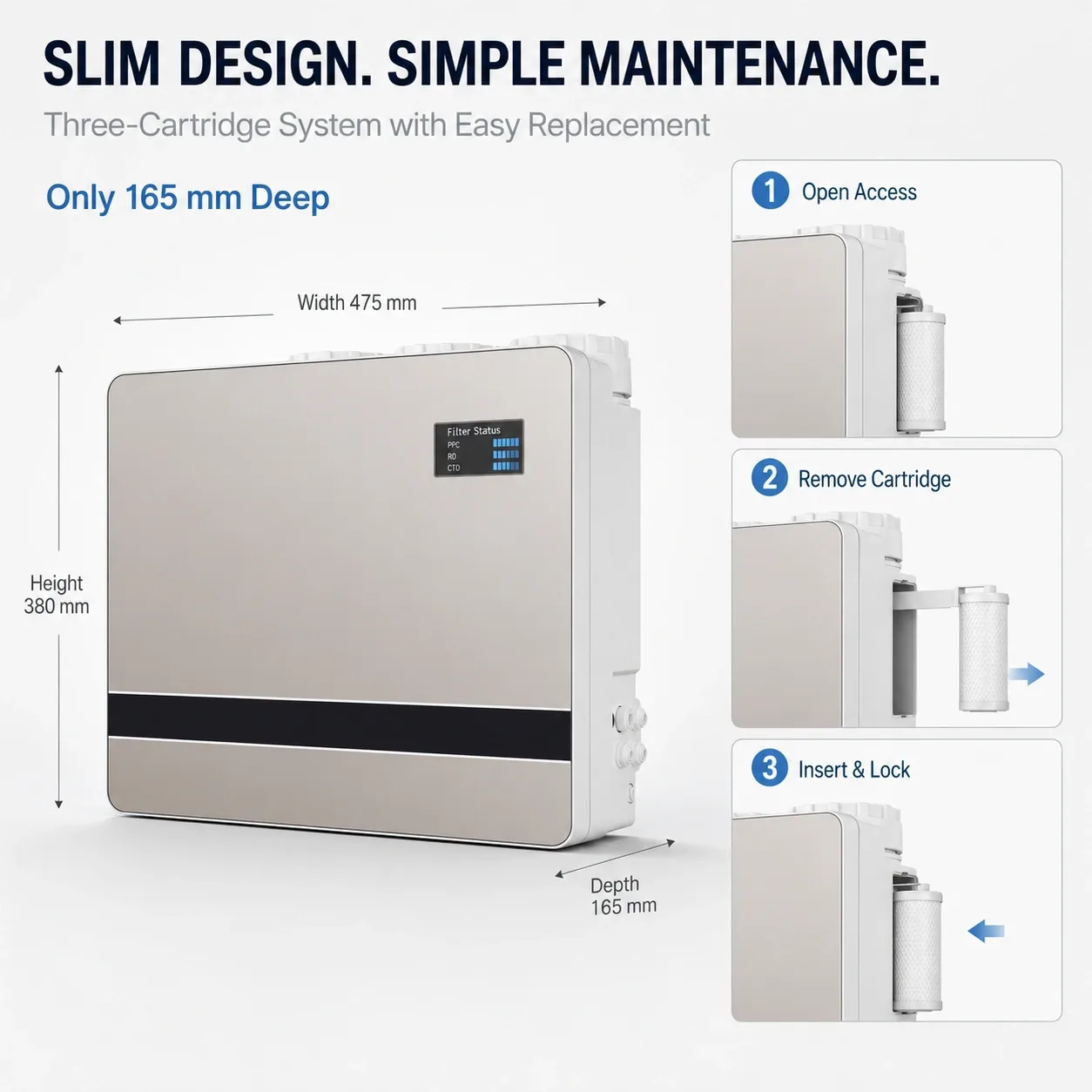 3-Stage 100G Under-Sink RO Water Purifier with Pressure Tank