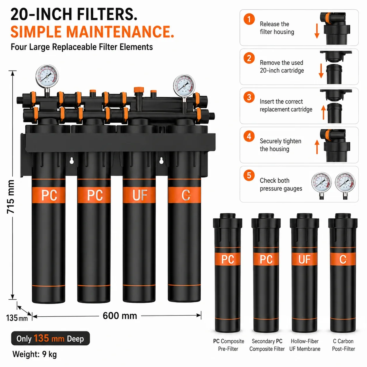 20-Inch 4-Stage Ultrafiltration Water Purifier