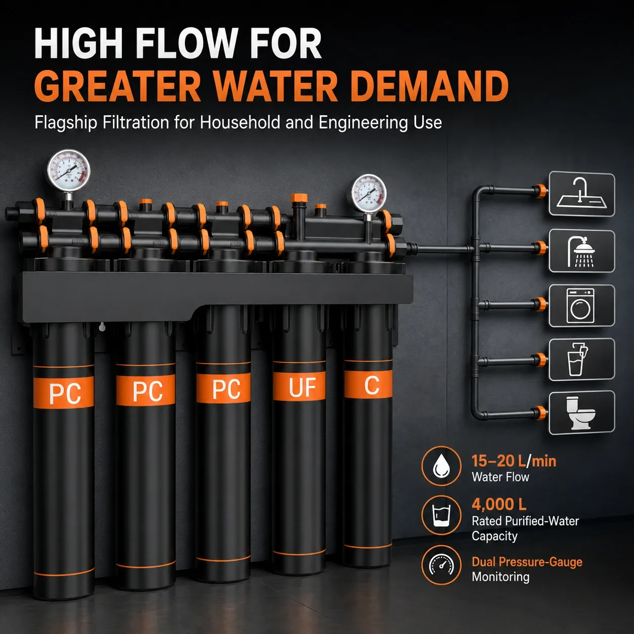 High-flow water purifier performance
