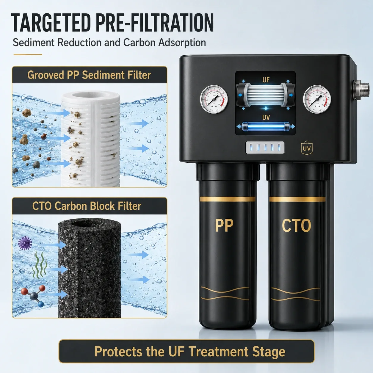 Targeted water pre-filtration