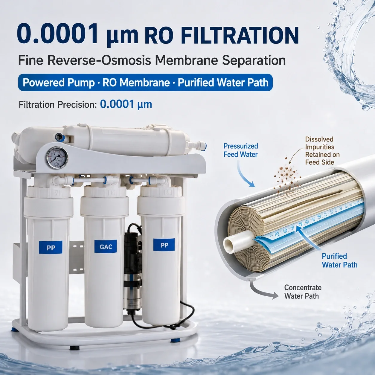 RO membrane water filtration technology