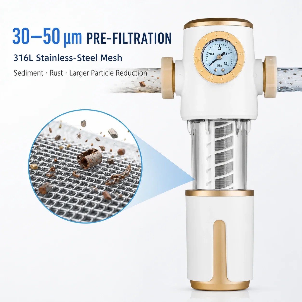 Mechanical water pre-filtration system