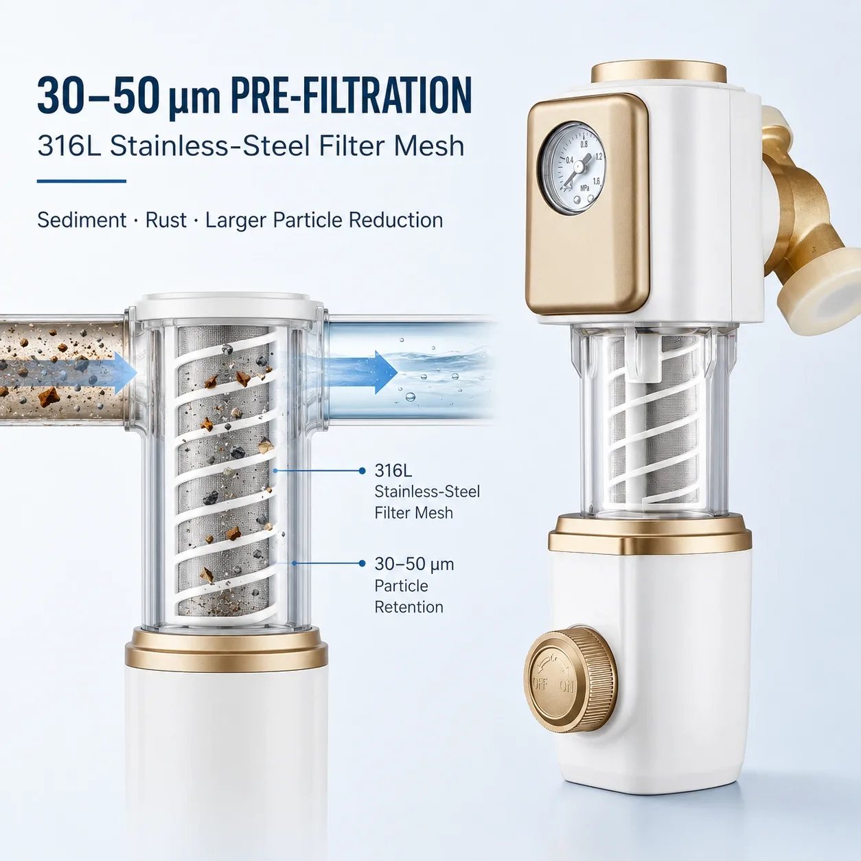 Mechanical water pre-filtration system