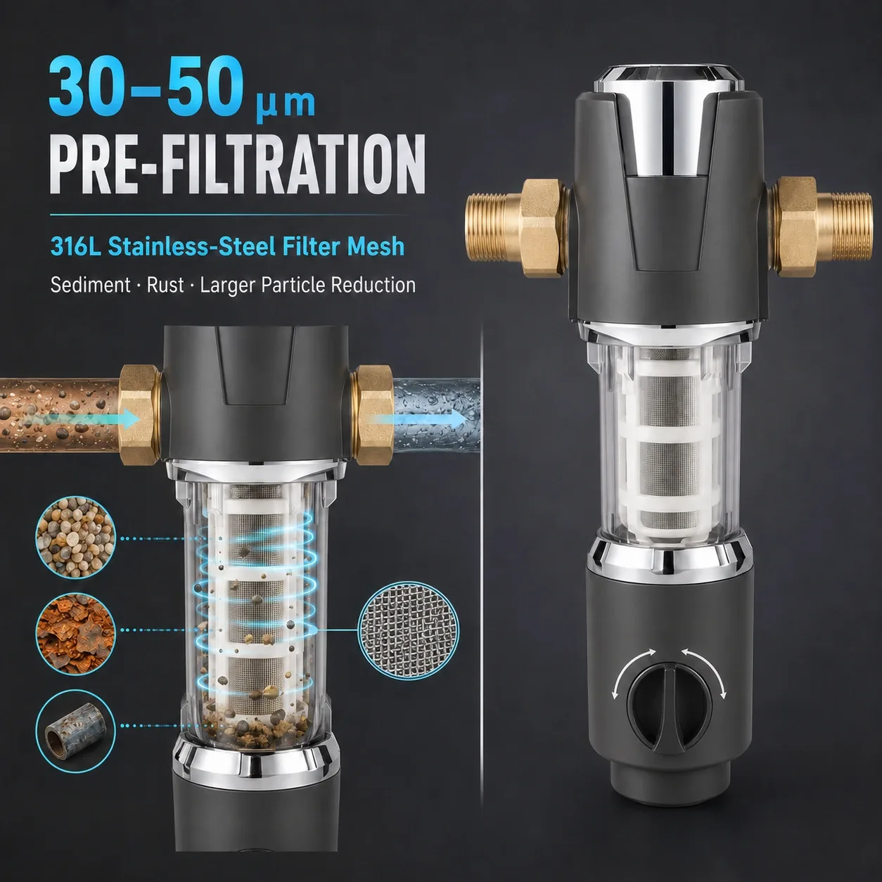 Mechanical water pre-filtration system
