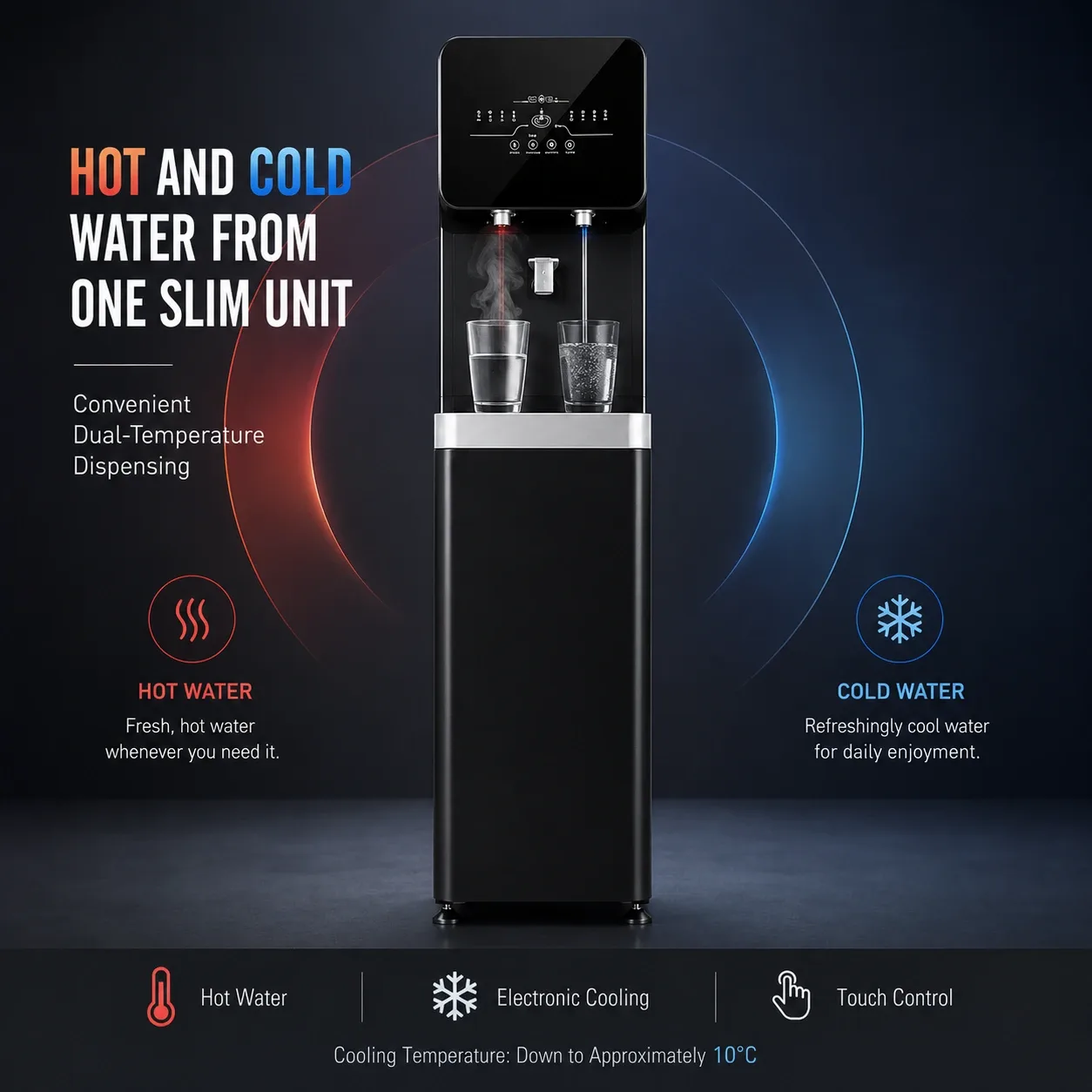 Hot and cold water dispensing