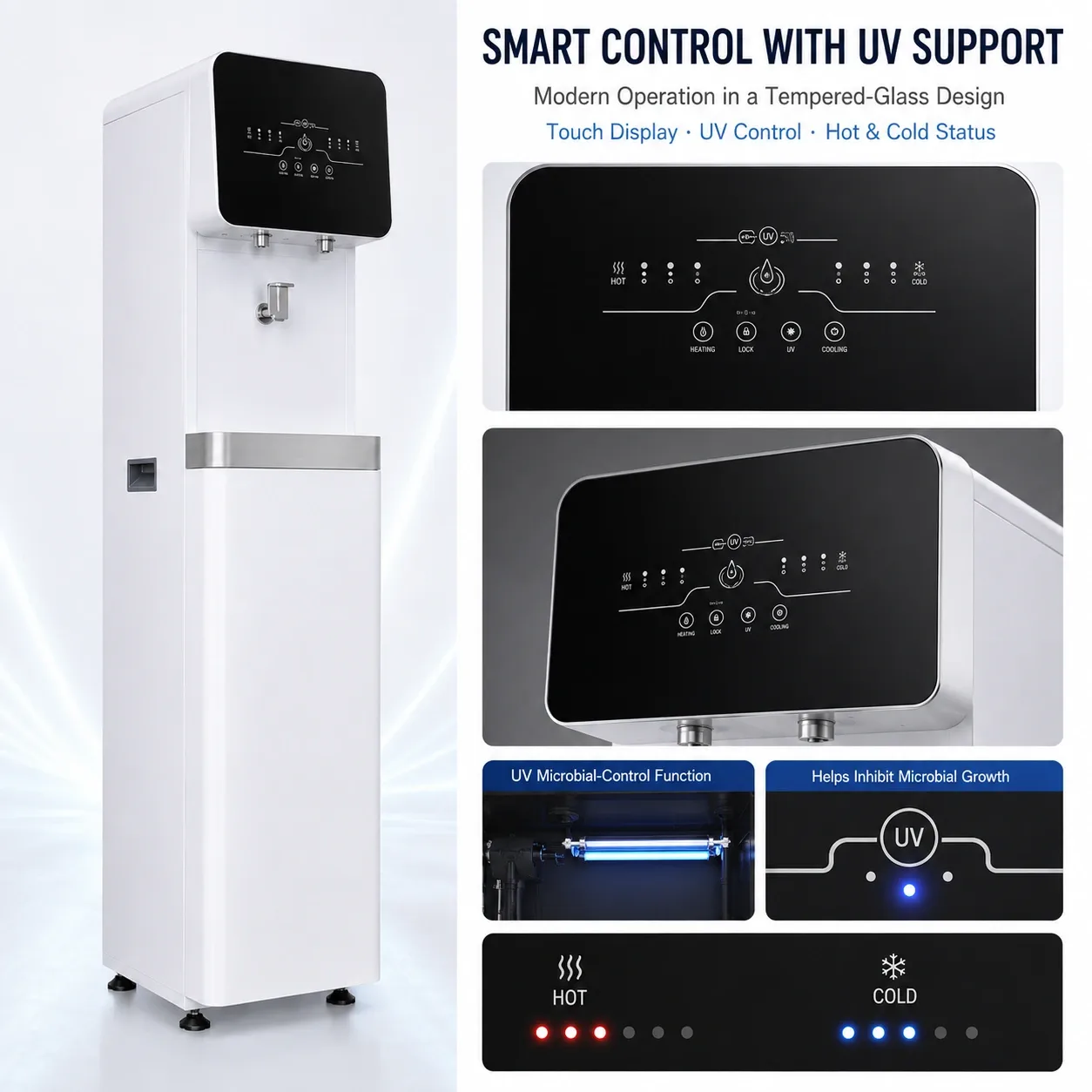 UV sterilization and touchscreen control panel